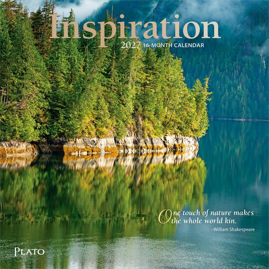 Plato; Inspiration | 2027 7 x 14 Inch (Hanging) Monthly Mini Wall Calendar | Foil Stamped Cover; Category:Wall Calendars; Image:1